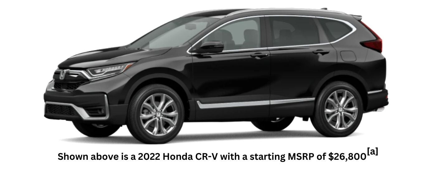 A black 2022 Honda CR-V is shown angled left.